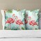 Throw Pillow Covers 18x18 Inch Pink Bird Flowers Home Decorative Pillowcase Tropical Leaves Cushion Cover for Indoor Outdoor Living Room Sofa Bedroom,Set of 2